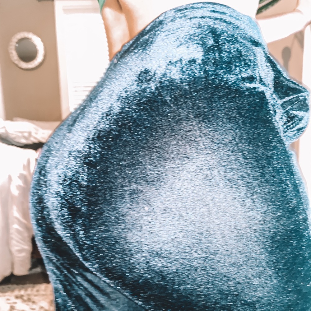 Blue velvet Cropped Flare Pants